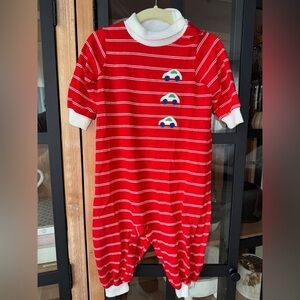 Vintage 90s Robert Jackson cars applique coverall knit turtleneck toddler boy